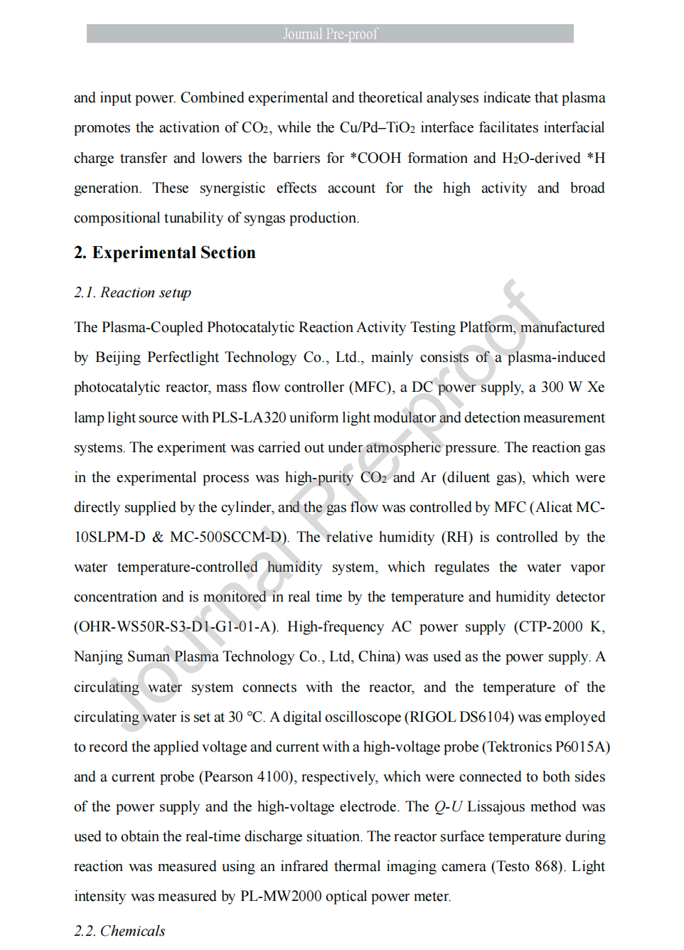 Perfectlight Plasma-Coupled Photocatalytic Reaction Activity Testing Platform described in the publication
